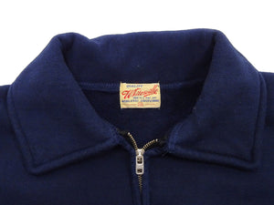 Whitesville Men's Collared Half-Zip Sweatshirt - Heavyweight Loopwheel Fleece, Made in Japan, Vintage-Inspired Athletic Wear (Toyo Enterprises WV69641 128 Navy)