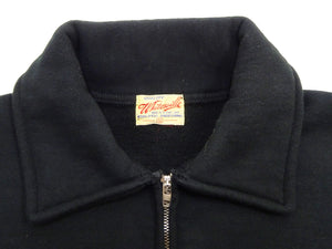 Whitesville Men's Collared Half-Zip Sweatshirt, Heavyweight 100% Cotton with Brushed Interior, Tubular Body, Long Sleeves, Made in Japan (Toyo Enterprises WV69641 119 Black)