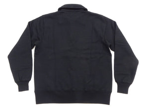 Whitesville Men's Collared Half-Zip Sweatshirt, Heavyweight 100% Cotton with Brushed Interior, Tubular Body, Long Sleeves, Made in Japan (Toyo Enterprises WV69641 119 Black)