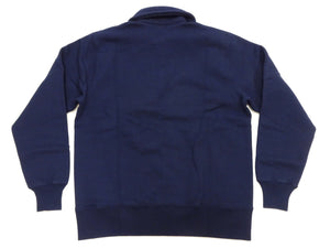 Whitesville Men's Collared Half-Zip Sweatshirt, Heavyweight 100% Cotton with Brushed Interior, Tubular Body, Long Sleeves, Made in Japan (Toyo Enterprises WV69641 128 Navy)
