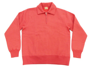 Whitesville Men's Collared Half-Zip Sweatshirt, Heavyweight 100% Cotton with Brushed Interior, Tubular Body, Long Sleeves, Made in Japan (Toyo Enterprises WV69641 165 Red)
