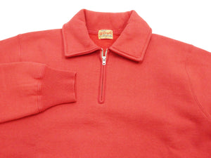 Whitesville Men's Collared Half-Zip Sweatshirt, Heavyweight 100% Cotton with Brushed Interior, Tubular Body, Long Sleeves, Made in Japan (Toyo Enterprises WV69641 165 Red)