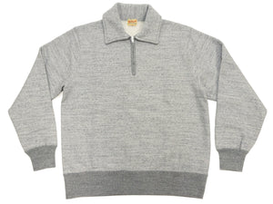 Whitesville Men's Collared Half-Zip Sweatshirt, Heavyweight 100% Cotton with Brushed Interior, Tubular Body, Long Sleeves, Made in Japan (Toyo Enterprises WV69641 113 Heather Gray)