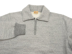 Whitesville Men's Collared Half-Zip Sweatshirt, Heavyweight 100% Cotton with Brushed Interior, Tubular Body, Long Sleeves, Made in Japan (Toyo Enterprises WV69641 113 Heather Gray)