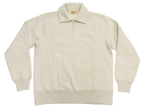 Whitesville Men's Collared Half-Zip Sweatshirt, Heavyweight 100% Cotton with Brushed Interior, Tubular Body, Long Sleeves, Made in Japan (Toyo Enterprises WV69641 131 Oatmeal)