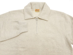 Whitesville Men's Collared Half-Zip Sweatshirt, Heavyweight 100% Cotton with Brushed Interior, Tubular Body, Long Sleeves, Made in Japan (Toyo Enterprises WV69641 131 Oatmeal)