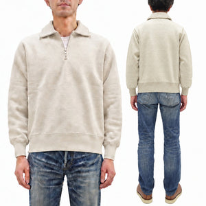 Whitesville Men's Collared Half-Zip Sweatshirt, Heavyweight 100% Cotton with Brushed Interior, Tubular Body, Long Sleeves, Made in Japan (Toyo Enterprises WV69641 131 Oatmeal)