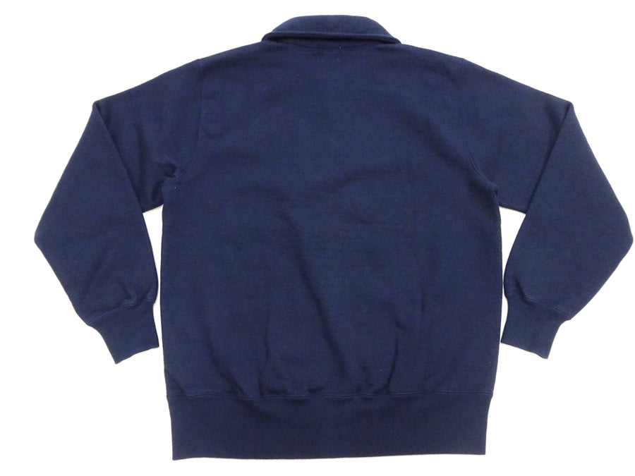 Whitesville Men's Collared Half-Zip Sweatshirt - Heavyweight Loopwheel Fleece, Made in Japan, Vintage-Inspired Athletic Wear (Toyo Enterprises WV69641 128 Navy)