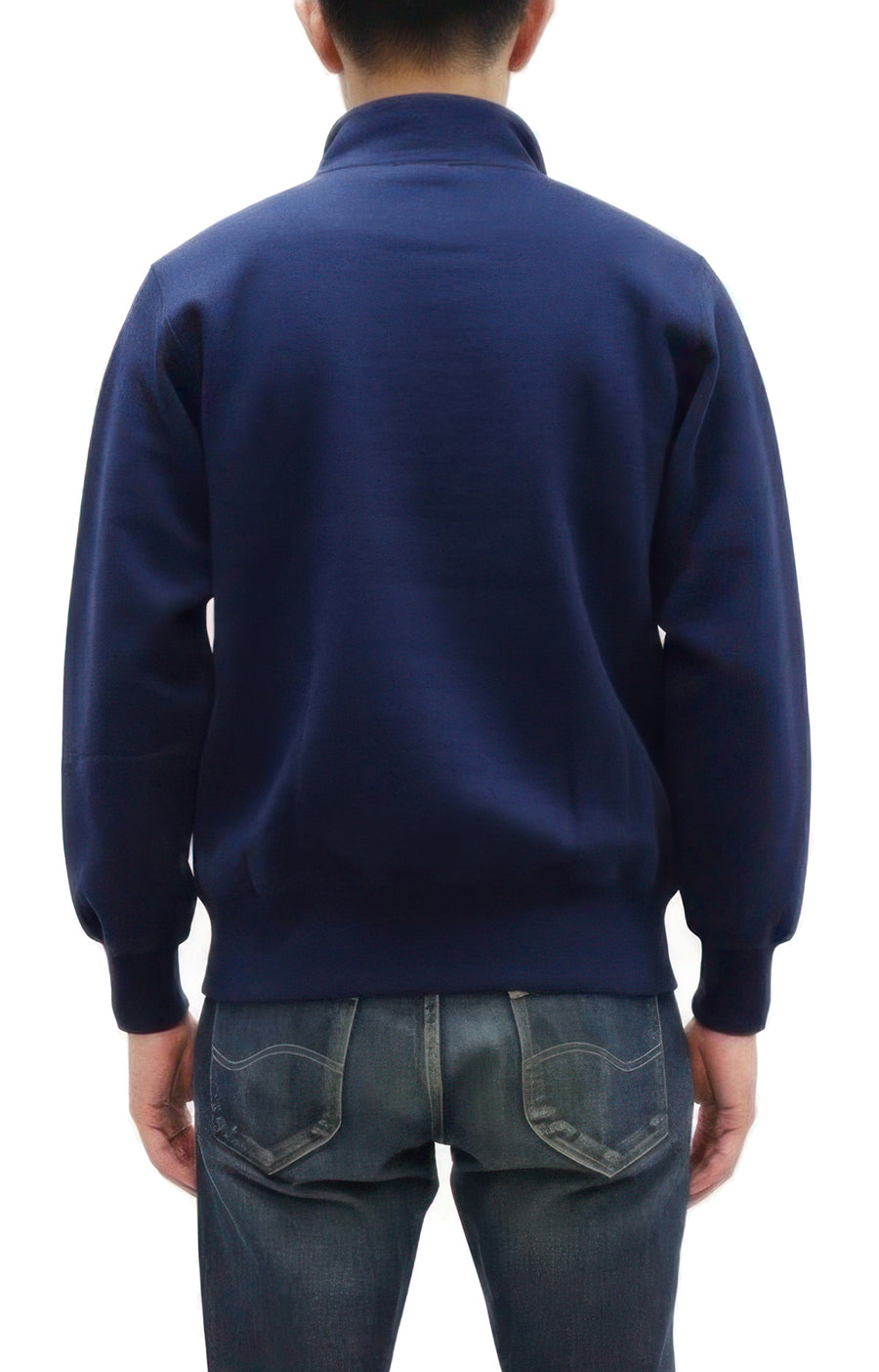 Whitesville Men's Collared Half-Zip Sweatshirt - Heavyweight Loopwheel Fleece, Made in Japan, Vintage-Inspired Athletic Wear (Toyo Enterprises WV69641 128 Navy)