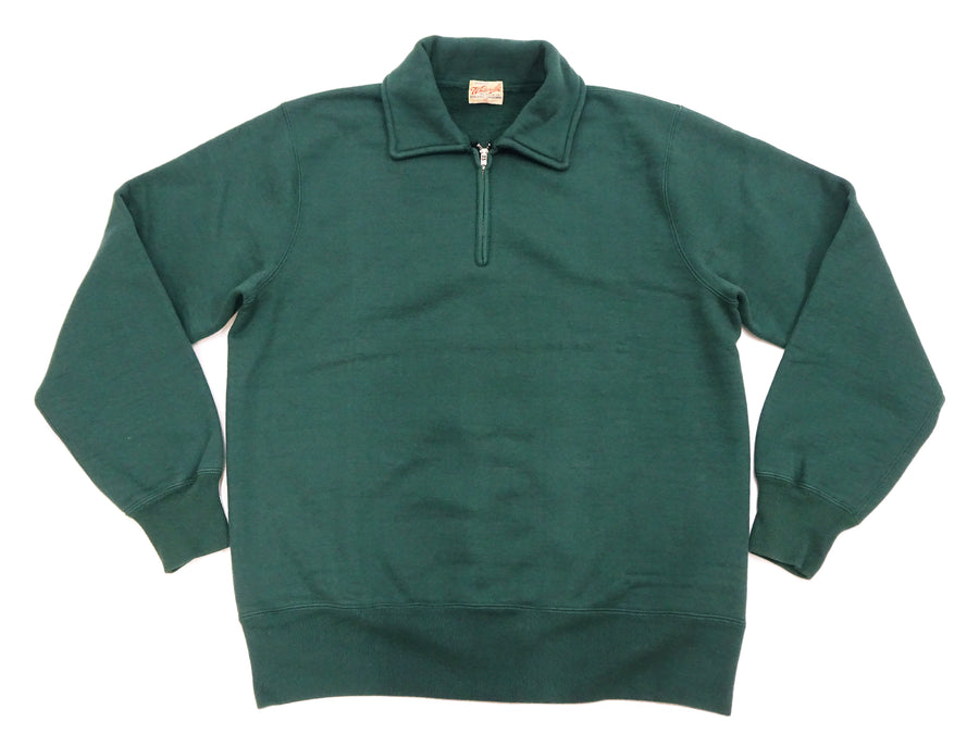 Whitesville Men's Collared Half-Zip Sweatshirt - Heavyweight Loopwheel Fleece, Made in Japan, Vintage-Inspired Athletic Wear (Toyo Enterprises WV69641 145 Green)