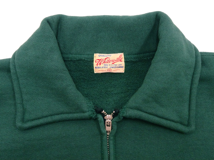 Whitesville Men's Collared Half-Zip Sweatshirt - Heavyweight Loopwheel Fleece, Made in Japan, Vintage-Inspired Athletic Wear (Toyo Enterprises WV69641 145 Green)