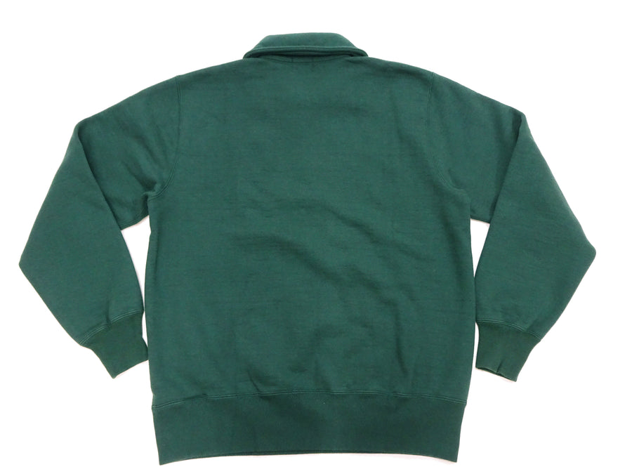 Whitesville Men's Collared Half-Zip Sweatshirt - Heavyweight Loopwheel Fleece, Made in Japan, Vintage-Inspired Athletic Wear (Toyo Enterprises WV69641 145 Green)