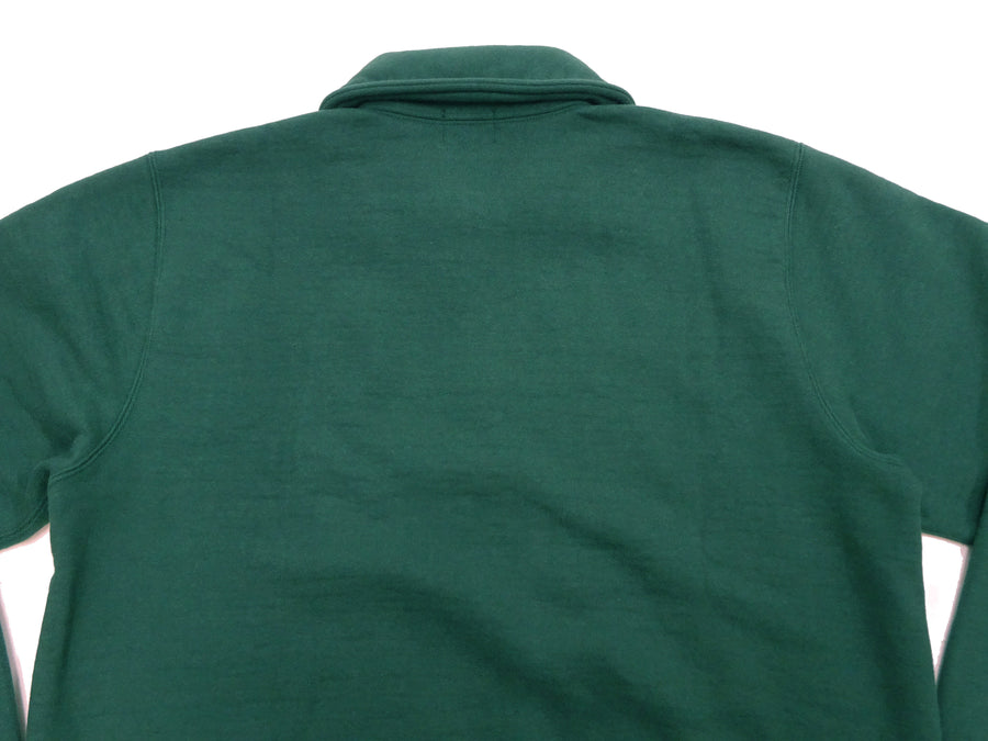 Whitesville Men's Collared Half-Zip Sweatshirt - Heavyweight Loopwheel Fleece, Made in Japan, Vintage-Inspired Athletic Wear (Toyo Enterprises WV69641 145 Green)