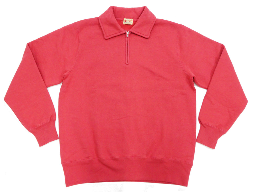 Whitesville Men's Collared Half-Zip Sweatshirt - Heavyweight Loopwheel Fleece, Made in Japan, Vintage-Inspired Athletic Wear (Toyo Enterprises WV69641 165 Red)