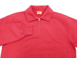 Whitesville Men's Collared Half-Zip Sweatshirt - Heavyweight Loopwheel Fleece, Made in Japan, Vintage-Inspired Athletic Wear (Toyo Enterprises WV69641 165 Red)