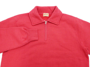 Whitesville Men's Collared Half-Zip Sweatshirt - Heavyweight Loopwheel Fleece, Made in Japan, Vintage-Inspired Athletic Wear (Toyo Enterprises WV69641 165 Red)