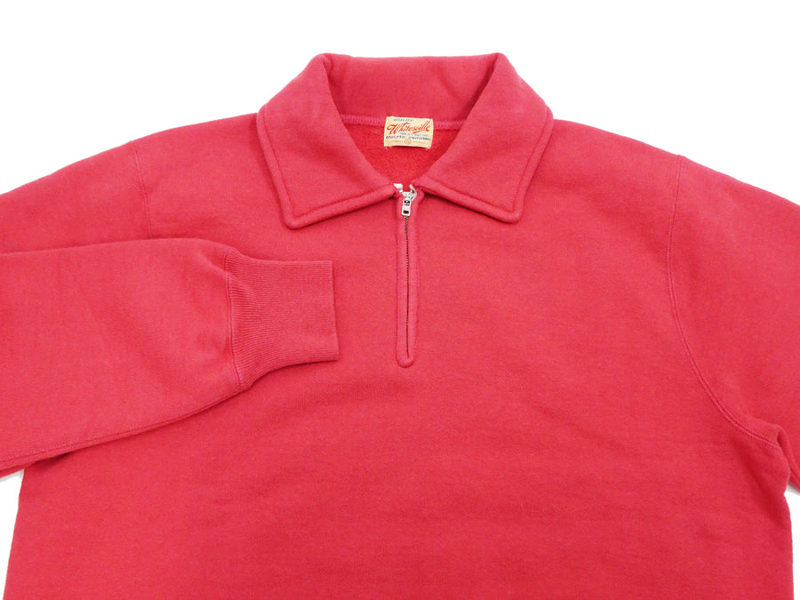 Whitesville Men's Collared Half-Zip Sweatshirt - Heavyweight Loopwheel Fleece, Made in Japan, Vintage-Inspired Athletic Wear (Toyo Enterprises WV69641 165 Red)
