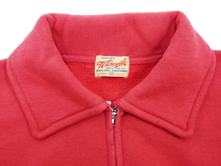 Whitesville Men's Collared Half-Zip Sweatshirt - Heavyweight Loopwheel Fleece, Made in Japan, Vintage-Inspired Athletic Wear (Toyo Enterprises WV69641 165 Red)