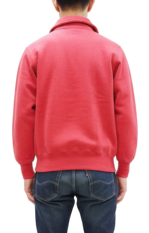 Whitesville Men's Collared Half-Zip Sweatshirt - Heavyweight Loopwheel Fleece, Made in Japan, Vintage-Inspired Athletic Wear (Toyo Enterprises WV69641 165 Red)