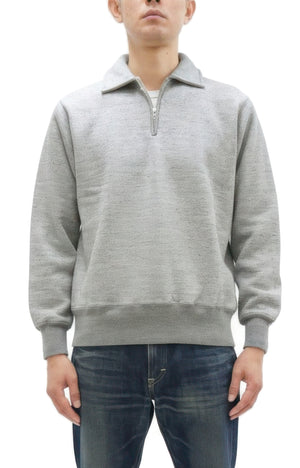 Whitesville Men's Collared Half-Zip Sweatshirt - Heavyweight Loopwheel Fleece, Made in Japan, Vintage-Inspired Athletic Wear (Toyo Enterprises WV69641 113 Heather Gray)