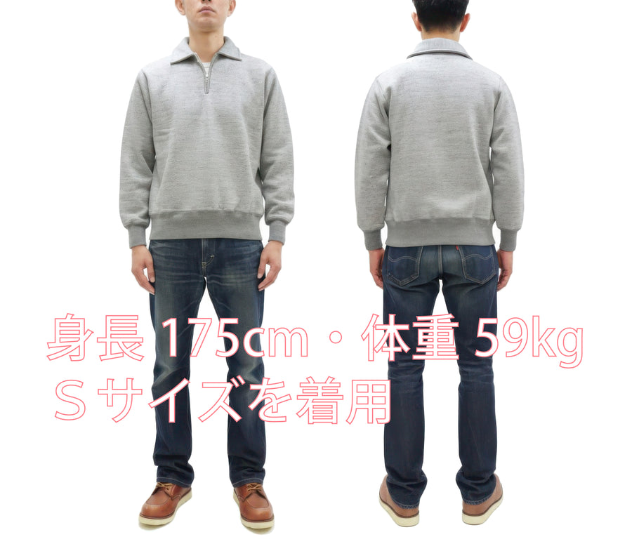 Whitesville Men's Collared Half-Zip Sweatshirt - Heavyweight Loopwheel Fleece, Made in Japan, Vintage-Inspired Athletic Wear (Toyo Enterprises WV69641 113 Heather Gray)