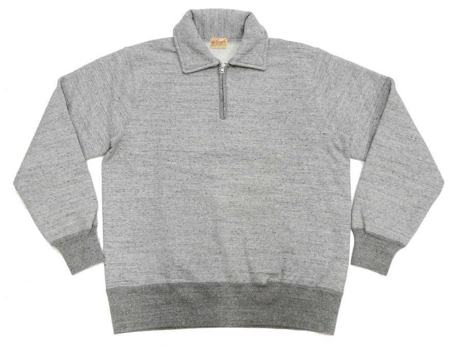 Whitesville Men's Collared Half-Zip Sweatshirt - Heavyweight Loopwheel Fleece, Made in Japan, Vintage-Inspired Athletic Wear (Toyo Enterprises WV69641 113 Heather Gray)