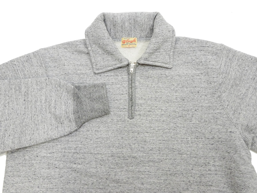 Whitesville Men's Collared Half-Zip Sweatshirt - Heavyweight Loopwheel Fleece, Made in Japan, Vintage-Inspired Athletic Wear (Toyo Enterprises WV69641 113 Heather Gray)