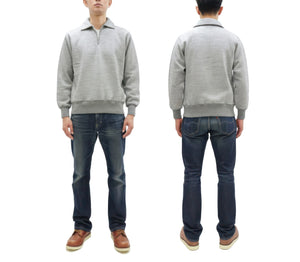 Whitesville Men's Collared Half-Zip Sweatshirt - Heavyweight Loopwheel Fleece, Made in Japan, Vintage-Inspired Athletic Wear (Toyo Enterprises WV69641 113 Heather Gray)