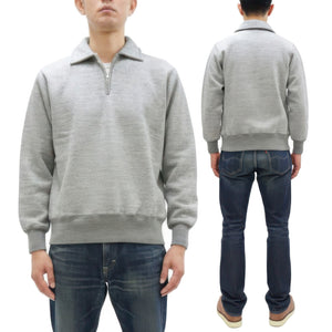 Whitesville Men's Collared Half-Zip Sweatshirt - Heavyweight Loopwheel Fleece, Made in Japan, Vintage-Inspired Athletic Wear (Toyo Enterprises WV69641 113 Heather Gray)