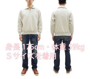 Whitesville Men's Collared Half-Zip Sweatshirt - Heavyweight Loopwheel Fleece, Made in Japan, Vintage-Inspired Athletic Wear (Toyo Enterprises WV69641 131 Oatmeal)