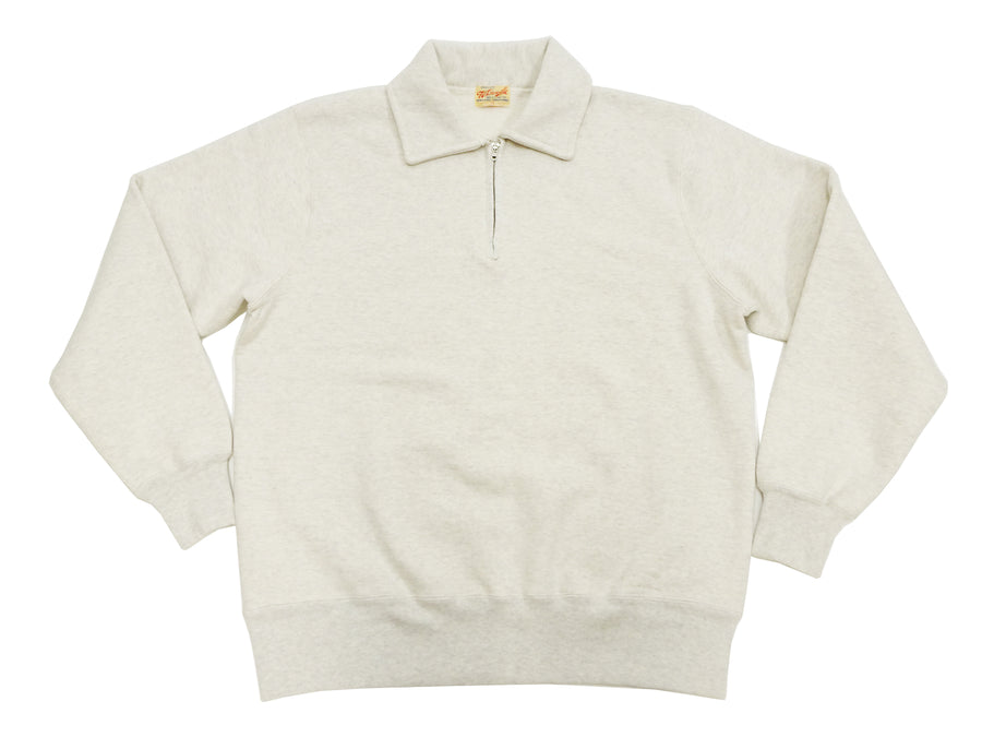 Whitesville Men's Collared Half-Zip Sweatshirt - Heavyweight Loopwheel Fleece, Made in Japan, Vintage-Inspired Athletic Wear (Toyo Enterprises WV69641 131 Oatmeal)