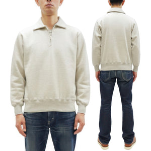 Whitesville Men's Collared Half-Zip Sweatshirt - Heavyweight Loopwheel Fleece, Made in Japan, Vintage-Inspired Athletic Wear (Toyo Enterprises WV69641 131 Oatmeal)