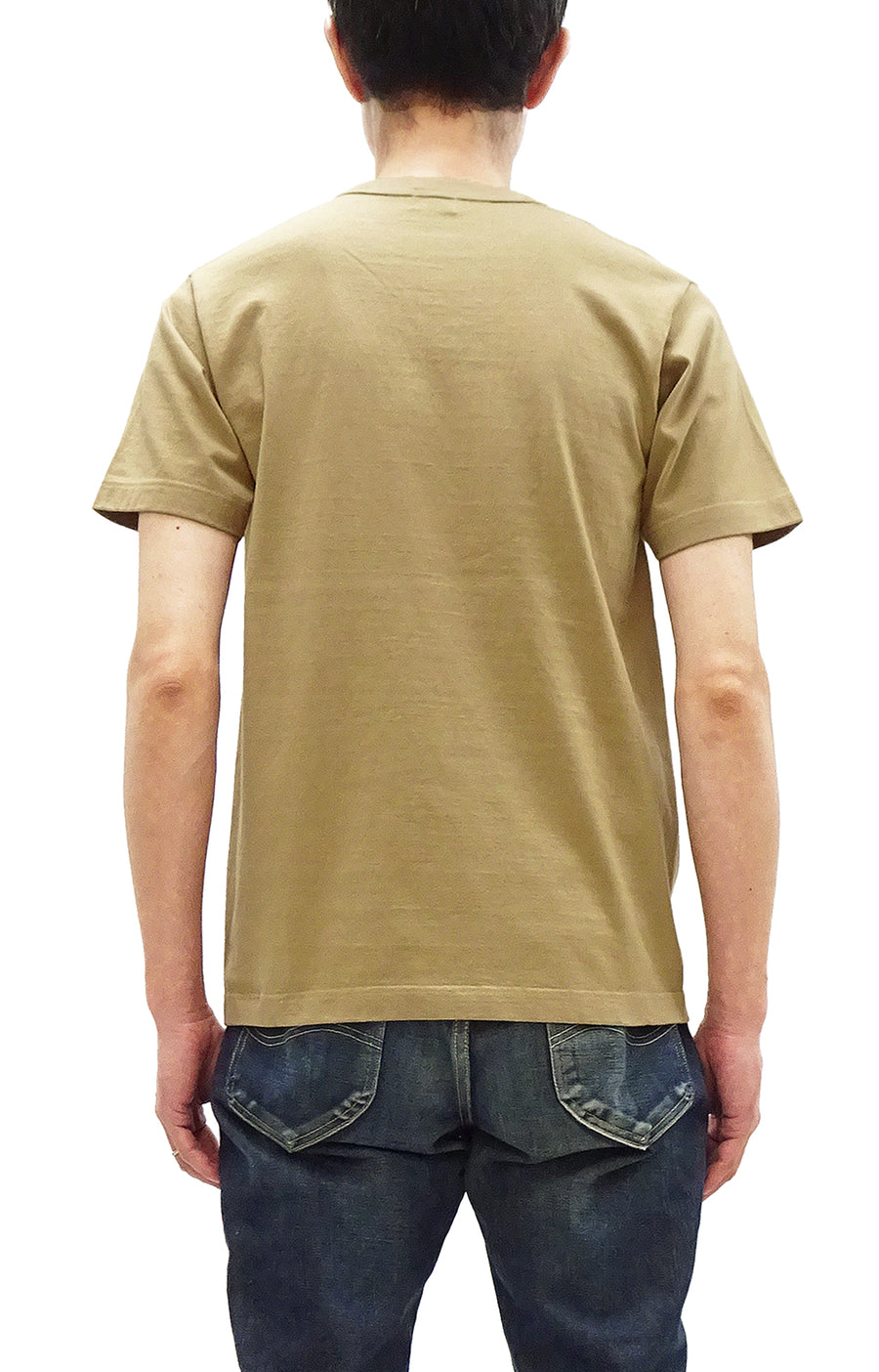 Whitesville Men's Plain Pocket T-Shirt - Short Sleeve Crewneck Loopwheel Tee (One-Wash) WV78932 by Toyo Enterprises 133 Beige
