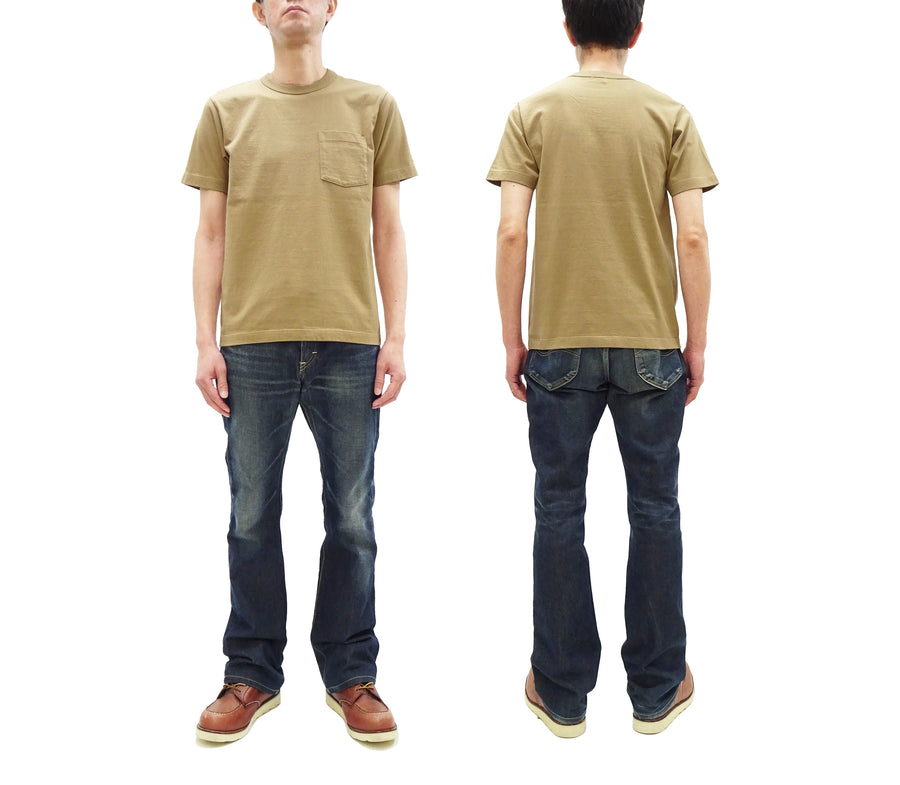 Whitesville Men's Plain Pocket T-Shirt - Short Sleeve Crewneck Loopwheel Tee (One-Wash) WV78932 by Toyo Enterprises 133 Beige