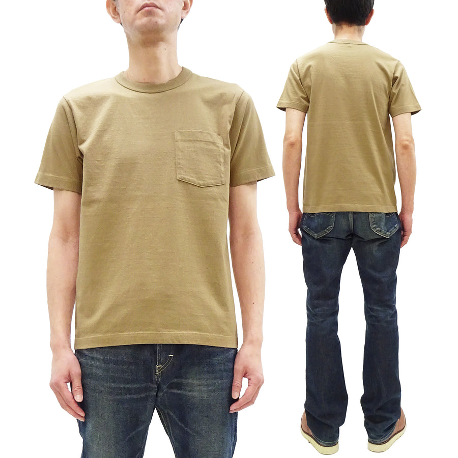 Whitesville Men's Plain Pocket T-Shirt - Short Sleeve Crewneck Loopwheel Tee (One-Wash) WV78932 by Toyo Enterprises 133 Beige