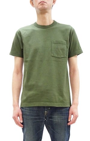 Whitesville Men's Plain Pocket T-Shirt - Short Sleeve Crewneck Loopwheel Tee (One-Wash) WV78932 by Toyo Enterprises 149 Olive