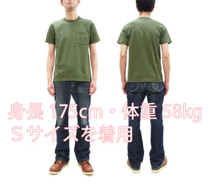 Whitesville Men's Plain Pocket T-Shirt - Short Sleeve Crewneck Loopwheel Tee (One-Wash) WV78932 by Toyo Enterprises 149 Olive