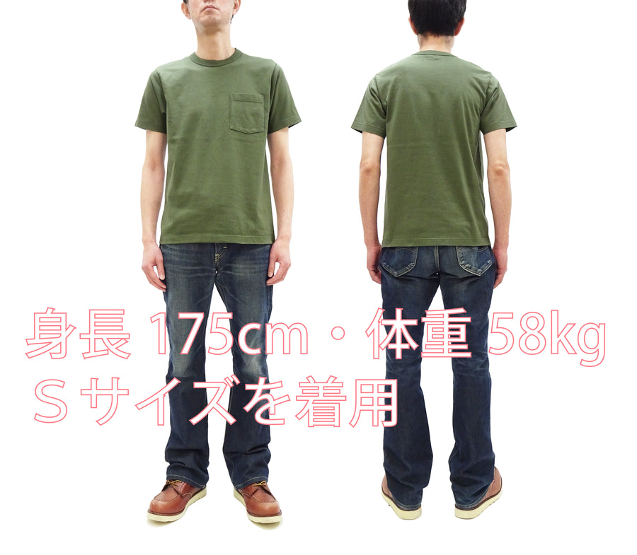 Whitesville Men's Plain Pocket T-Shirt - Short Sleeve Crewneck Loopwheel Tee (One-Wash) WV78932 by Toyo Enterprises 149 Olive