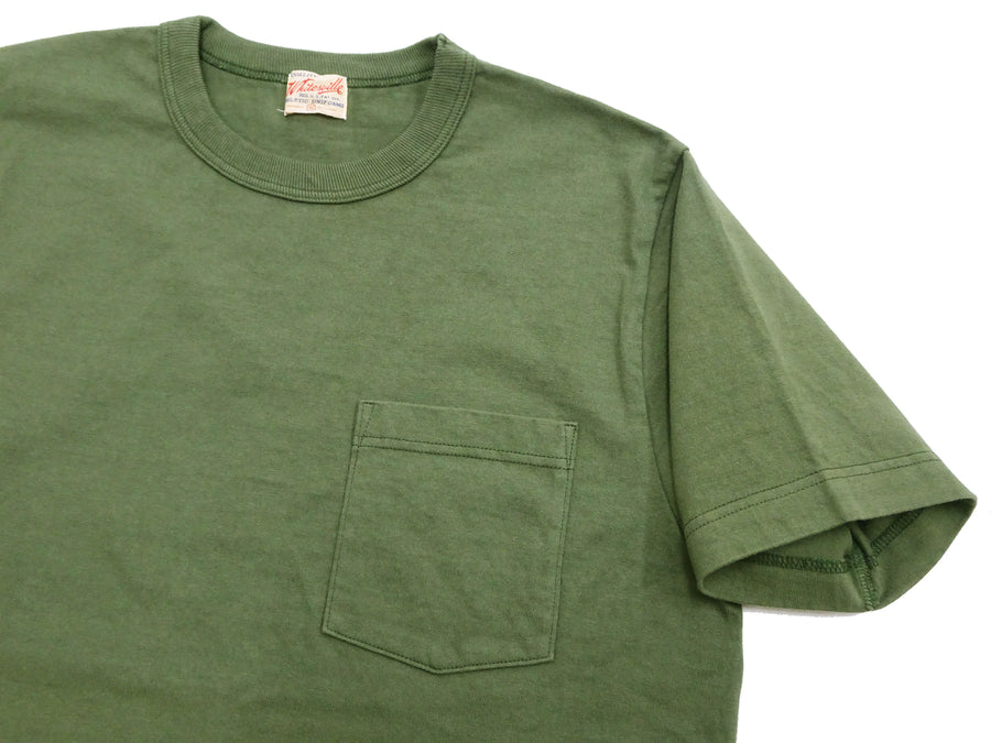 Whitesville Men's Plain Pocket T-Shirt - Short Sleeve Crewneck Loopwheel Tee (One-Wash) WV78932 by Toyo Enterprises 149 Olive