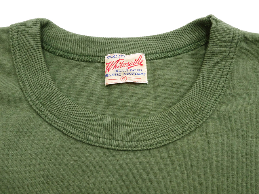 Whitesville Men's Plain Pocket T-Shirt - Short Sleeve Crewneck Loopwheel Tee (One-Wash) WV78932 by Toyo Enterprises 149 Olive