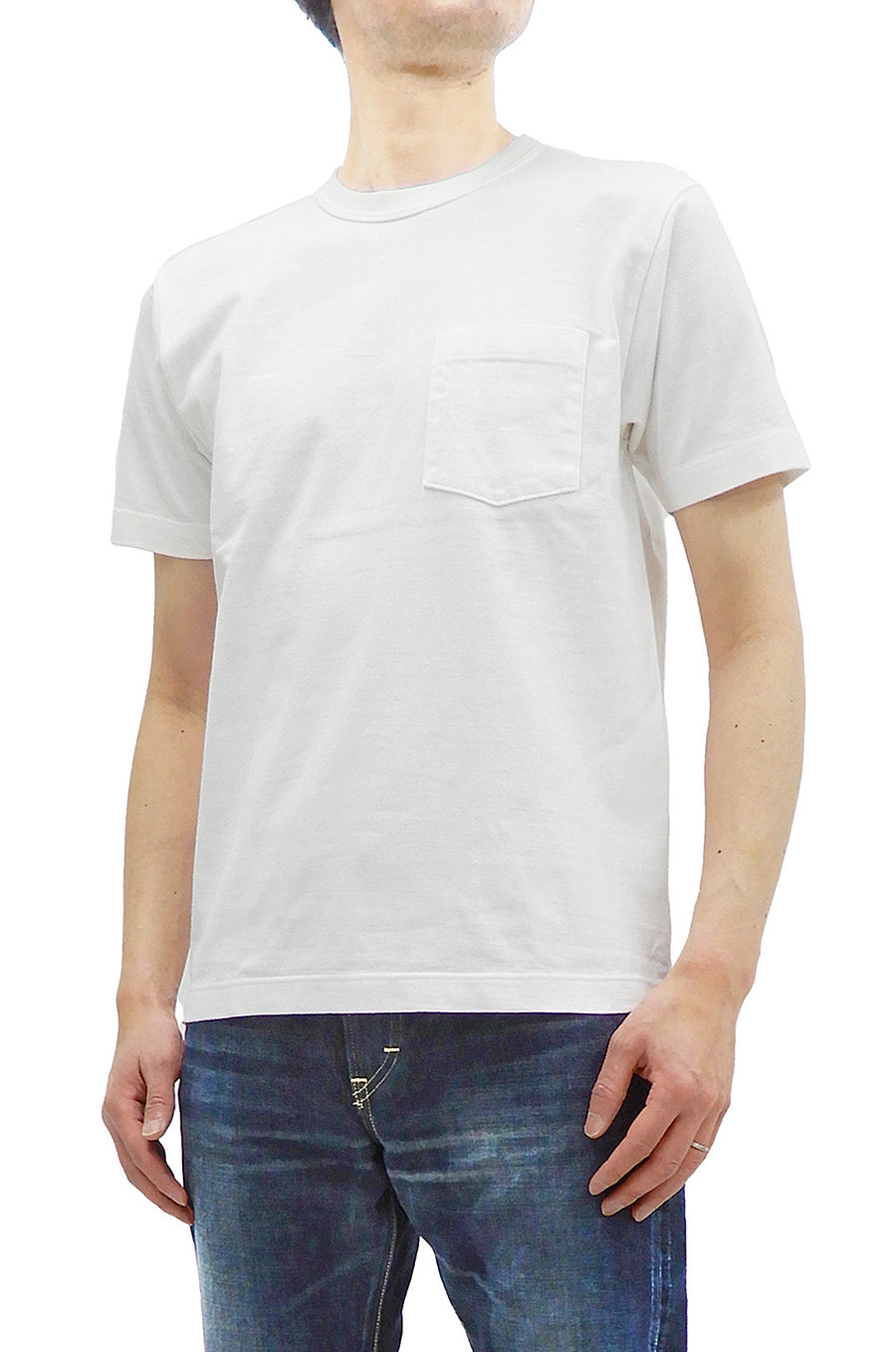 Whitesville Men's Plain Pocket T-Shirt - Short Sleeve Crewneck Loopwheel Tee (One-Wash) WV78932 by Toyo Enterprises 105 Off-White