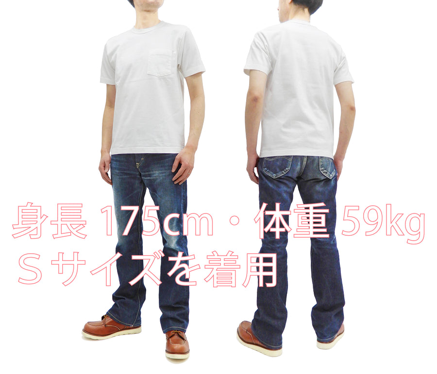 Whitesville Men's Plain Pocket T-Shirt - Short Sleeve Crewneck Loopwheel Tee (One-Wash) WV78932 by Toyo Enterprises 105 Off-White