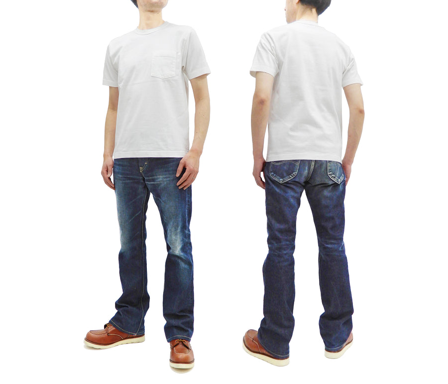 Whitesville Men's Plain Pocket T-Shirt - Short Sleeve Crewneck Loopwheel Tee (One-Wash) WV78932 by Toyo Enterprises 105 Off-White