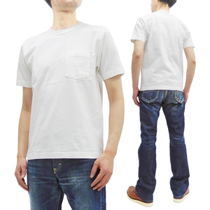 Whitesville Men's Plain Pocket T-Shirt - Short Sleeve Crewneck Loopwheel Tee (One-Wash) WV78932 by Toyo Enterprises 105 Off-White