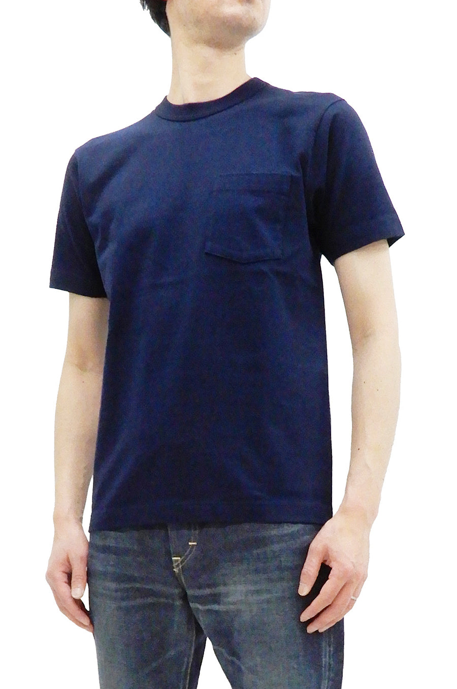 Whitesville Men's Plain Pocket T-Shirt - Short Sleeve Crewneck Loopwheel Tee (One-Wash) WV78932 by Toyo Enterprises 128 Navy-Blue