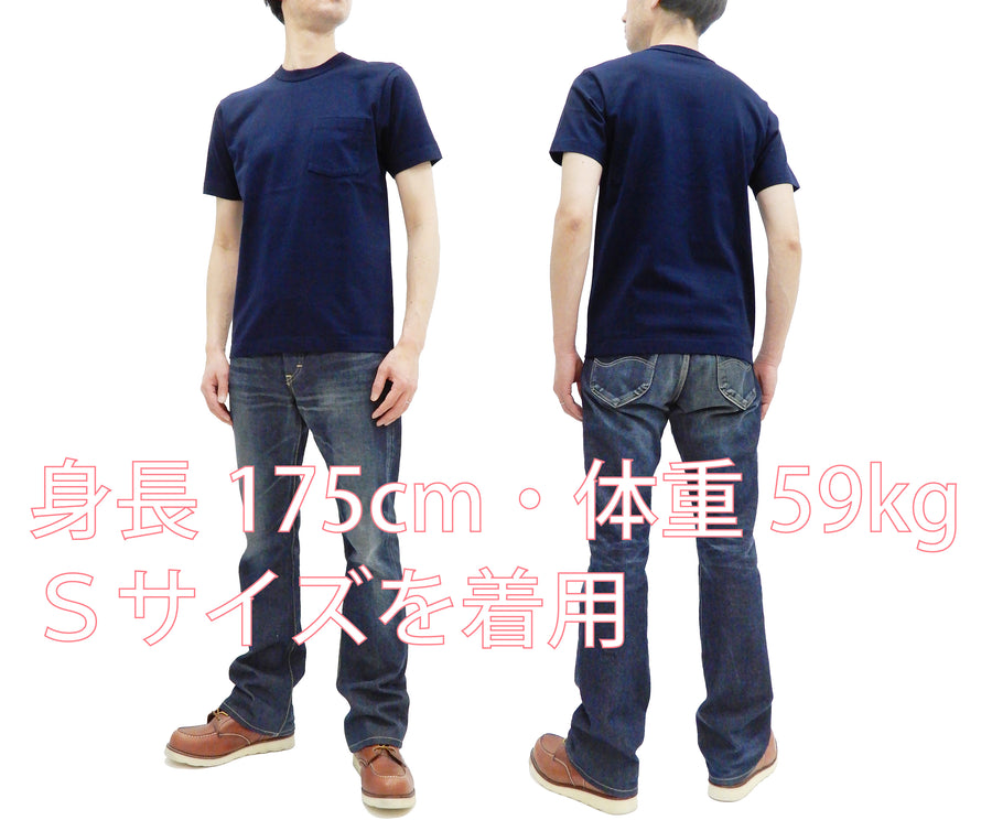 Whitesville Men's Plain Pocket T-Shirt - Short Sleeve Crewneck Loopwheel Tee (One-Wash) WV78932 by Toyo Enterprises 128 Navy-Blue