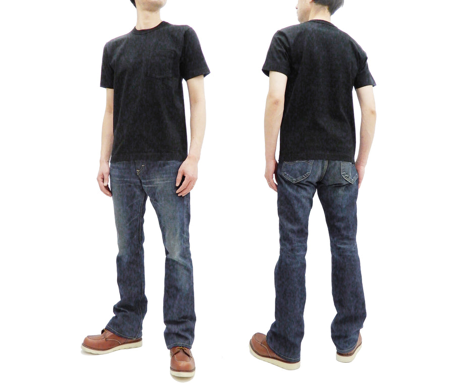 Whitesville Men's Plain Pocket T-Shirt - Short Sleeve Crewneck Loopwheel Tee (One-Wash) WV78932 by Toyo Enterprises 119 Black
