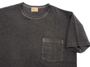 Whitesville Men's Short Sleeve Pigment-Dyed Pocket T-Shirt, Heavyweight Tubular Cotton Jersey Plain Tee, Made in Japan by Toyo Enterprises (WV79531 119 Faded Black)