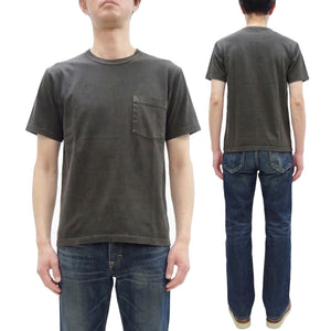 Whitesville Men's Short Sleeve Pigment-Dyed Pocket T-Shirt, Heavyweight Tubular Cotton Jersey Plain Tee, Made in Japan by Toyo Enterprises (WV79531 119 Faded Black)