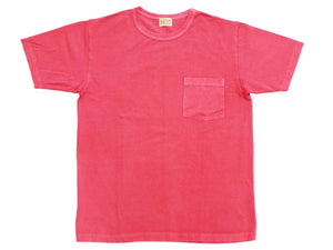 Whitesville Men's Short Sleeve Pigment-Dyed Pocket T-Shirt, Heavyweight Tubular Cotton Jersey Plain Tee, Made in Japan by Toyo Enterprises (WV79531 165 Faded Red)